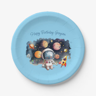 Assiettes En Carton Anniversaire bleu des Planètes extérieures