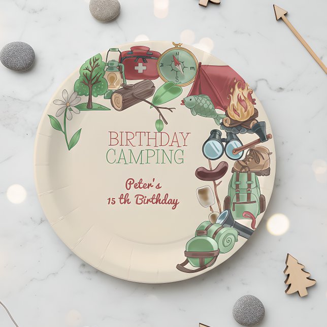 Assiettes En Carton Anniversaire camping nature randonnée pour enfants (Créateur téléchargé)