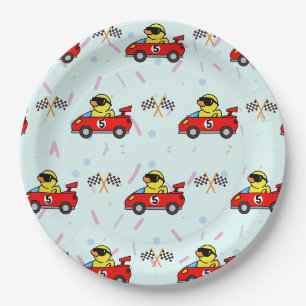 Assiettes En Carton Anniversaire Canard voiture course rouge course ga