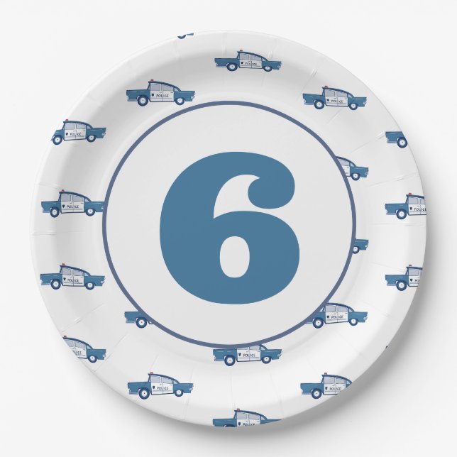 Assiettes En Carton Anniversaire customisé en Police Bleue Fête d'anni (Devant)