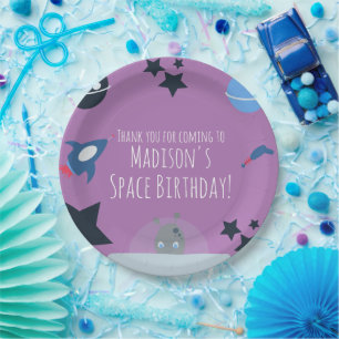 Assiettes En Carton Anniversaire dans l'espace Thème Alien Bleu