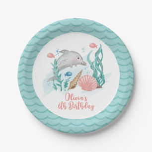 Assiettes En Carton Anniversaire dauphin sous la mer