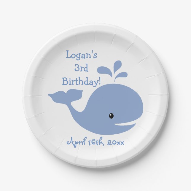 Assiettes En Carton Anniversaire de baleine de bébé (Devant)