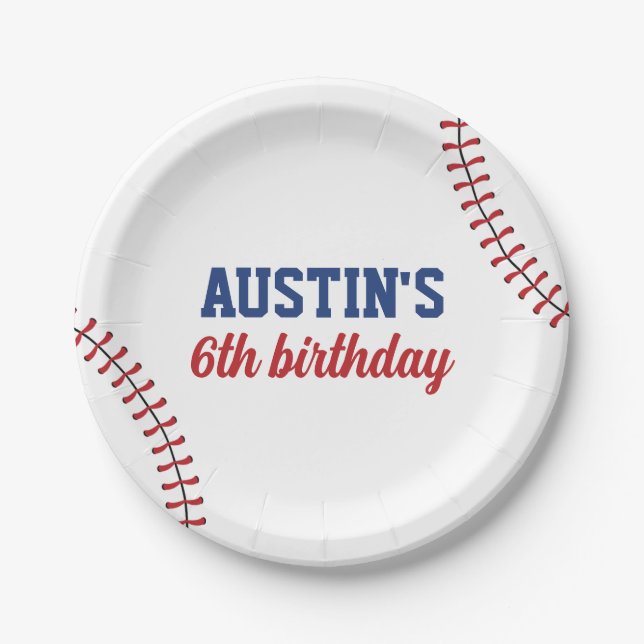 Assiettes En Carton Anniversaire de baseball de l'année de la nouvelle (Devant)