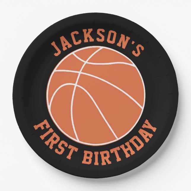 Assiettes En Carton Anniversaire de Basketball (Devant)