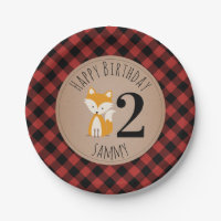 Anniversaire de bébé de plaid de bûcheron de Fox