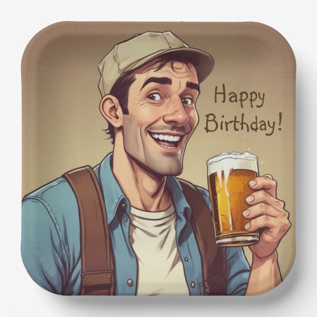 Assiettes En Carton Anniversaire de Beer Lover (Recto)