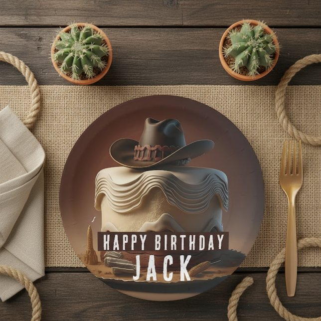 Assiettes En Carton Anniversaire de Cowboy (Créateur téléchargé)