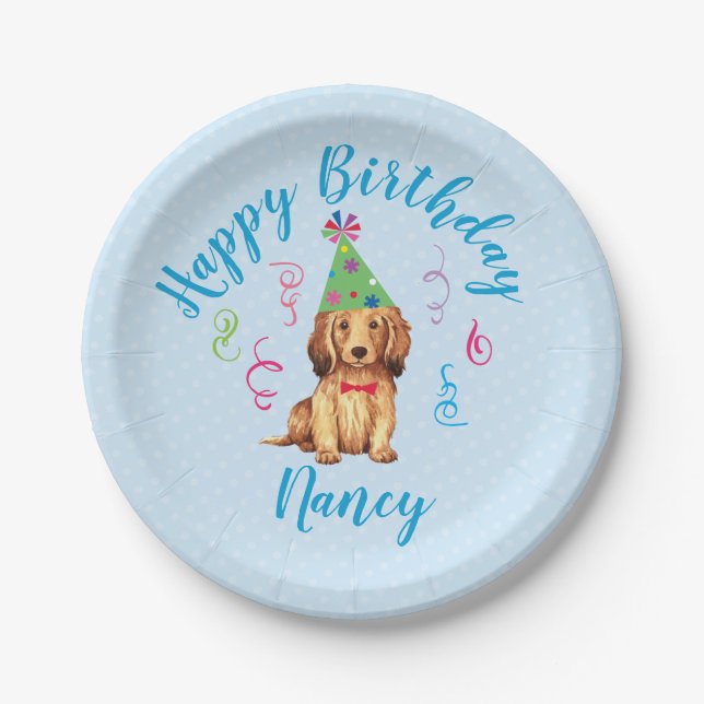 Assiettes En Carton Anniversaire de Dachshund (Devant)