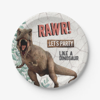 Assiettes En Carton Anniversaire de Dinosaur