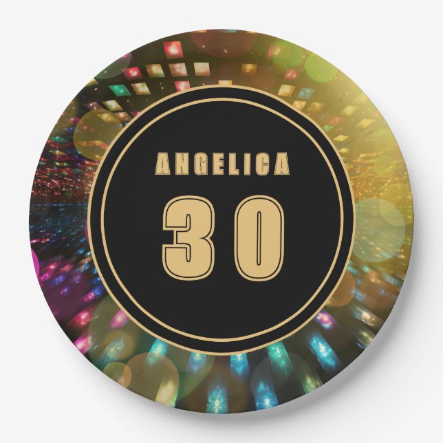 Assiettes En Carton Anniversaire de Disco (Devant)