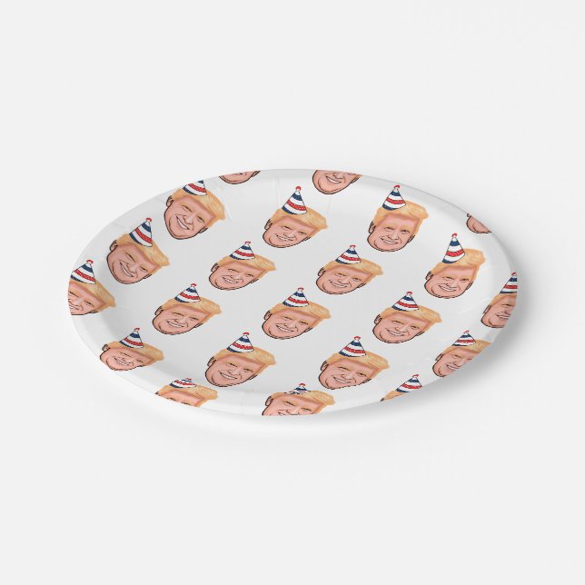 ASSIETTES EN CARTON ANNIVERSAIRE DE DONALD TRUMP (Angle)