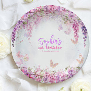 Assiettes En Carton Anniversaire de enfant à papillon de la glycine fl