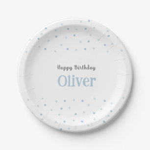 Assiettes En Carton Anniversaire de enfant Blue Confetti