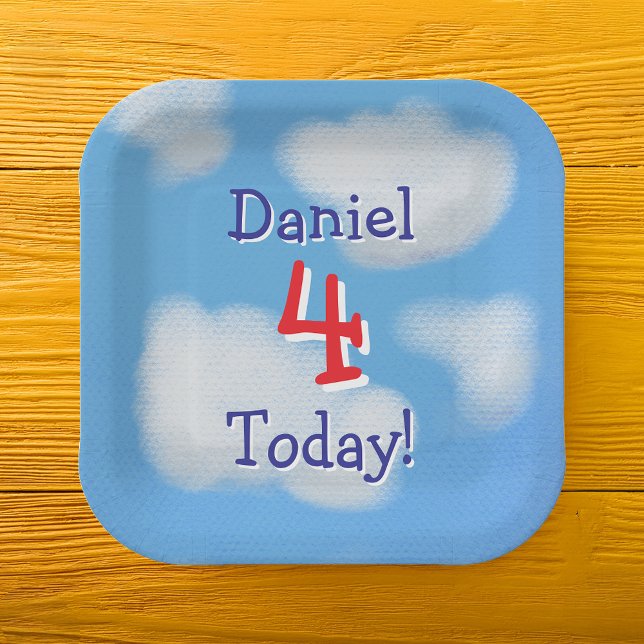 Assiettes En Carton Anniversaire de enfant Ciel bleu mignon (Créateur téléchargé)