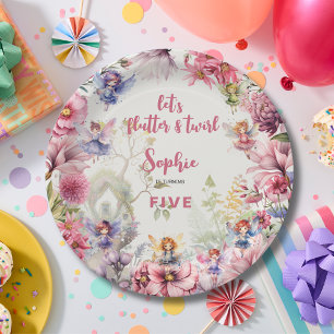 Assiettes En Carton Anniversaire de enfant d'aquarelle de jardin de fé
