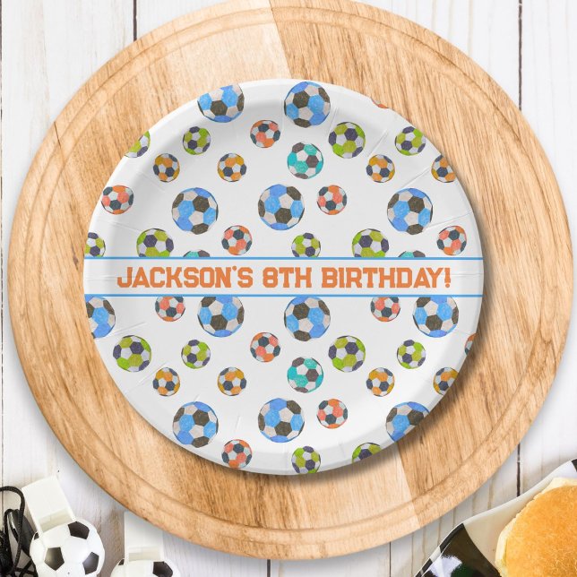 Assiettes En Carton Anniversaire de enfant de balles de football (Créateur téléchargé)