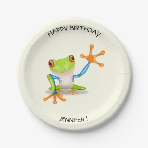 Assiettes En Carton Anniversaire de enfant de grenouille aux yeux roug