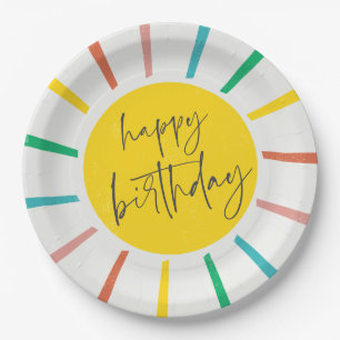 Assiettes En Carton Anniversaire de enfant de script Sun brillant