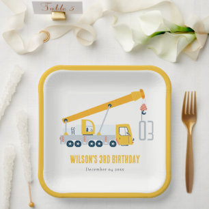 Assiettes En Carton Anniversaire de enfant du véhicule de construction