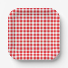 Assiettes En Carton Anniversaire de enfant En vichy Farm Red