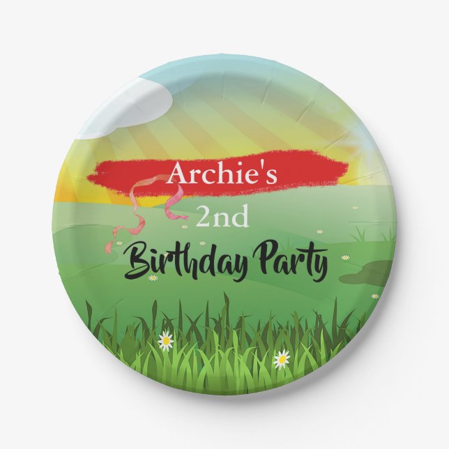 Assiettes En Carton Anniversaire de enfant Fun Fields Rustic Festival (Devant)