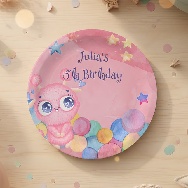Assiettes En Carton Anniversaire de enfant mignon Little Monster (Créateur téléchargé)