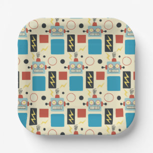 Assiettes En Carton Anniversaire de enfant Motif de robots antiques