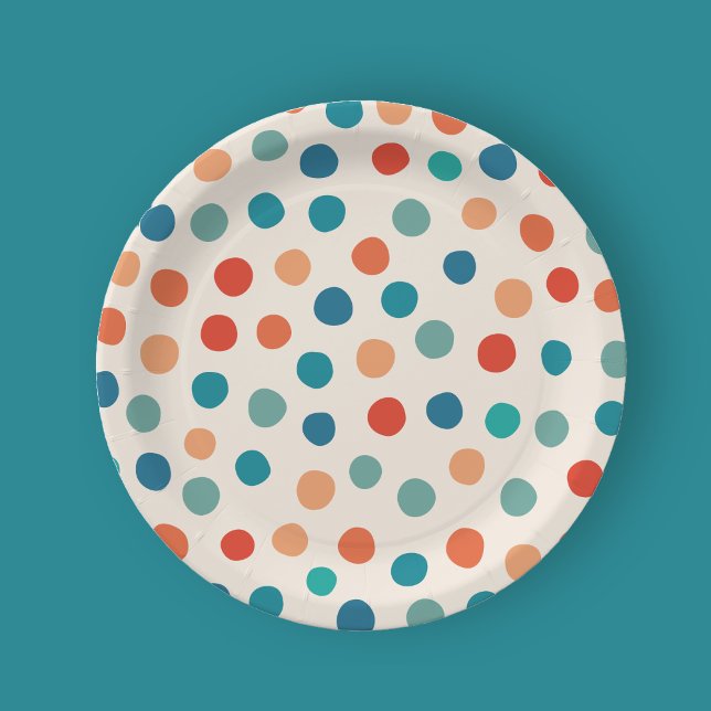 Assiettes En Carton Anniversaire de enfant Pois de couleurs amusantes (Créateur téléchargé)