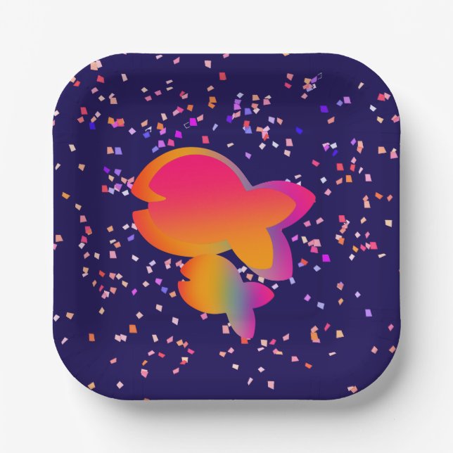 Assiettes En Carton Anniversaire de enfant Rainbow Fish (Recto)