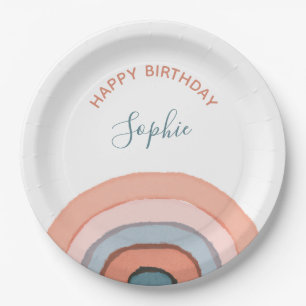 Assiettes En Carton Anniversaire de enfant Rainbow moderne Pastel Wate