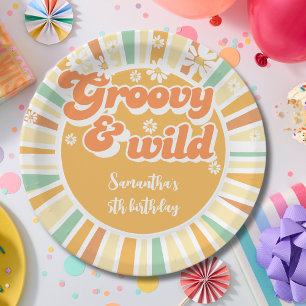 Assiettes En Carton anniversaire de enfant rétro super et sauvage