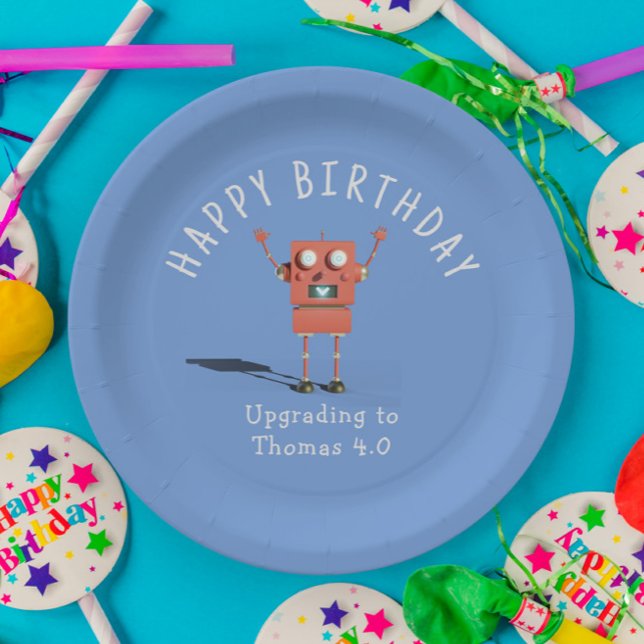 Assiettes En Carton Anniversaire de enfant robot Red 3D (Créateur téléchargé)