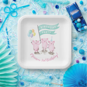 Assiettes En Carton Anniversaire de enfant rose