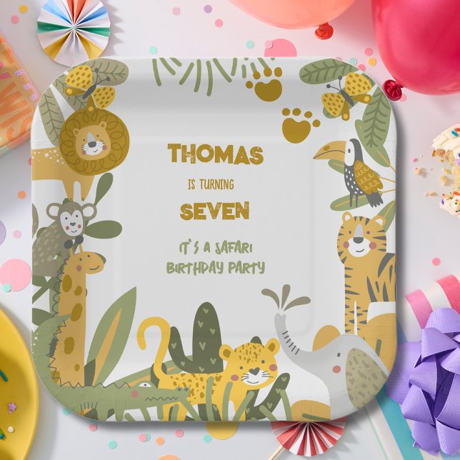 Assiettes En Carton Anniversaire de enfant safari sauvage (Créateur téléchargé)