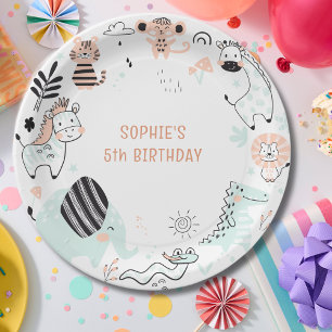Assiettes En Carton Anniversaire de enfant sauvage d'animaux de safari