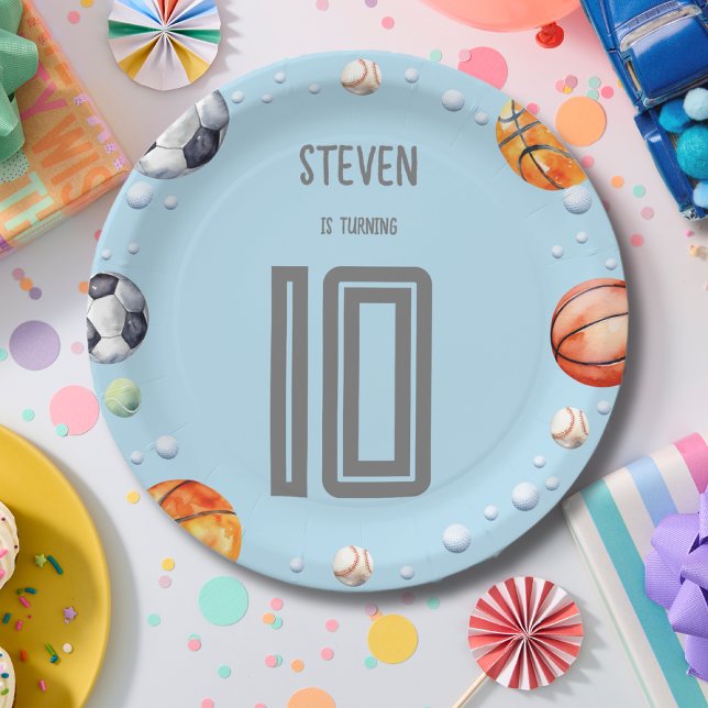 Assiettes En Carton Anniversaire de enfant sportif de balle (Créateur téléchargé)
