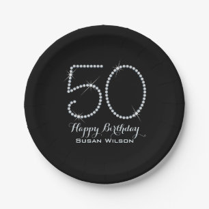 Assiettes En Carton Anniversaire de fausse pierre de Faux cinquantièm