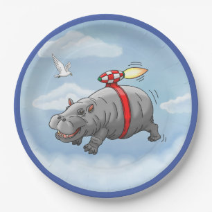 Assiettes En Carton Anniversaire de Hippo Fusée