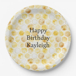 Assiettes En Carton Anniversaire de Honeycomb jaune or