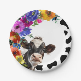 Assiettes En Carton Anniversaire de la belle vache florale