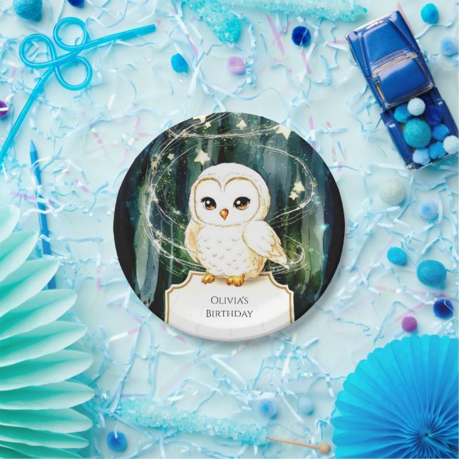 Assiettes En Carton Anniversaire de la Chouette forestière enchantée (Fête)