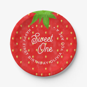 Assiettes En Carton Anniversaire de la fraise Sweet One