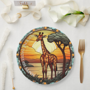 Assiettes En Carton Anniversaire de la Giraffe africaine