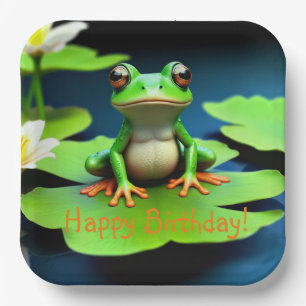 Assiettes En Carton Anniversaire de la grenouille adorable