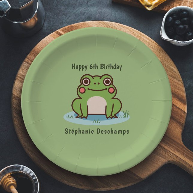 Assiettes En Carton Anniversaire de la Grenouille mignonne (Cute Frog Paper Plate)