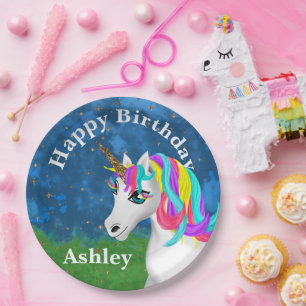 Assiettes En Carton Anniversaire de la licorne magique