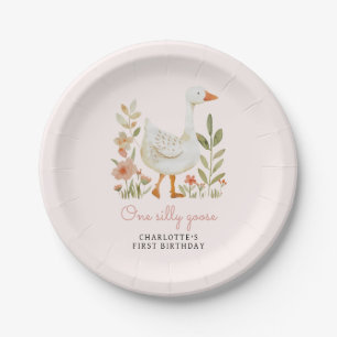 Assiettes En Carton Anniversaire de la Oie Silly Rose