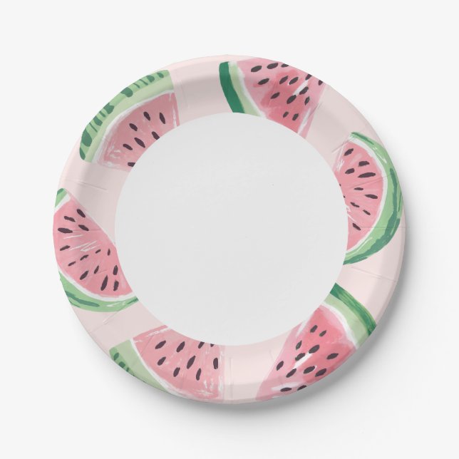 Assiettes En Carton Anniversaire de la pastèque (Devant)