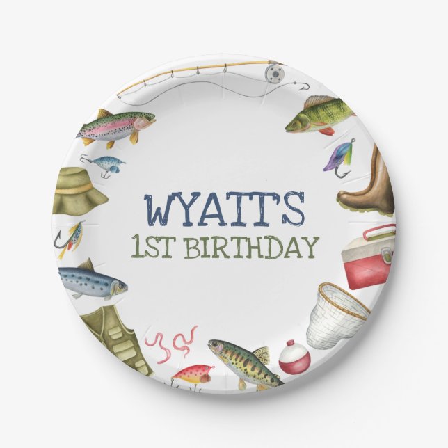 Assiettes En Carton Anniversaire de la pêche au poisson-allié (Devant)